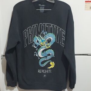 Primitive Black Dragon Graphic Sweater Size L